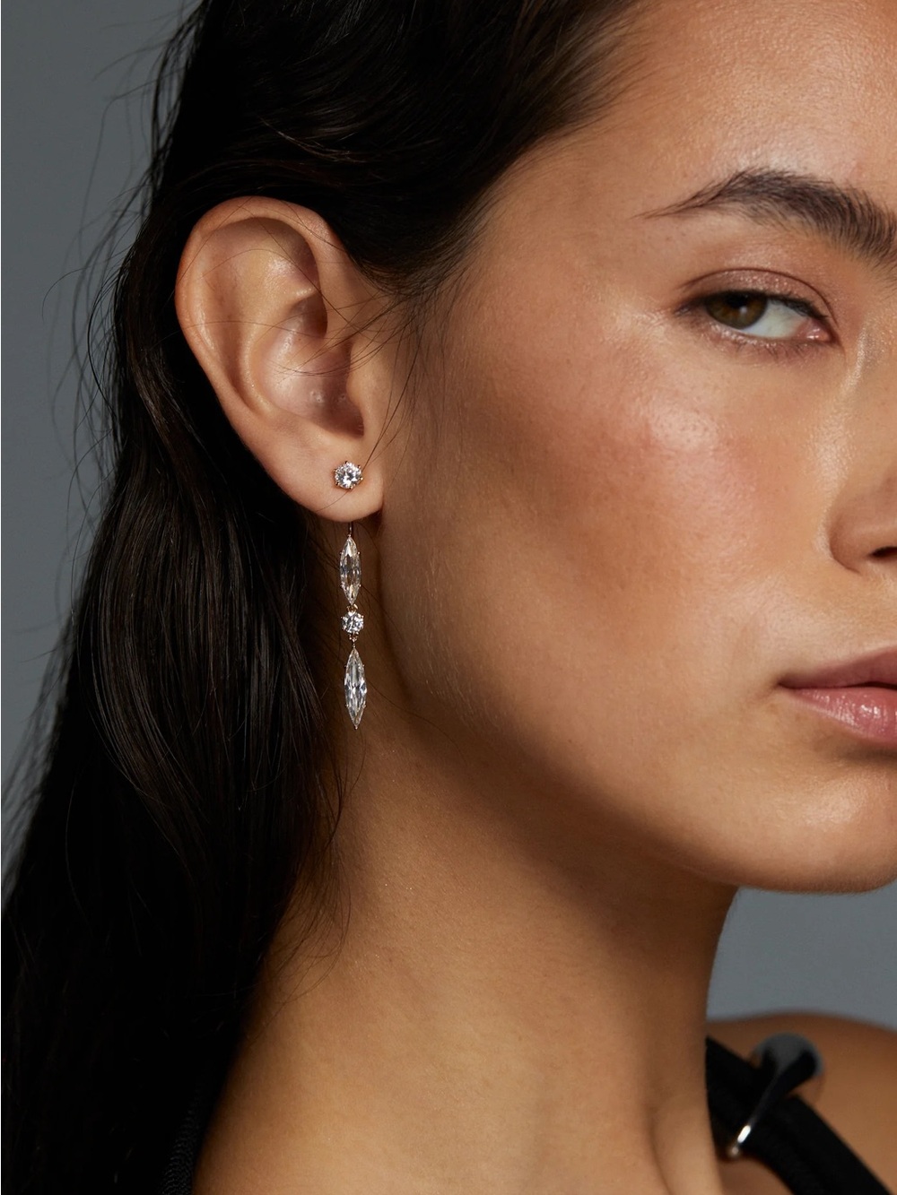Nadri Beatrix front and back earrings in gold